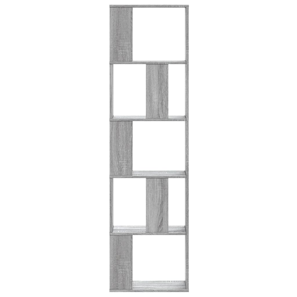 vidaXL Bücherregal 5 Böden Grau Sonoma 45x23,5x162,5 cm Holzwerkstoff