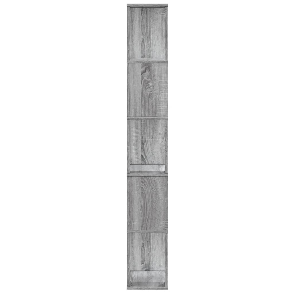 vidaXL Bücherregal 5 Böden Grau Sonoma 45x23,5x162,5 cm Holzwerkstoff