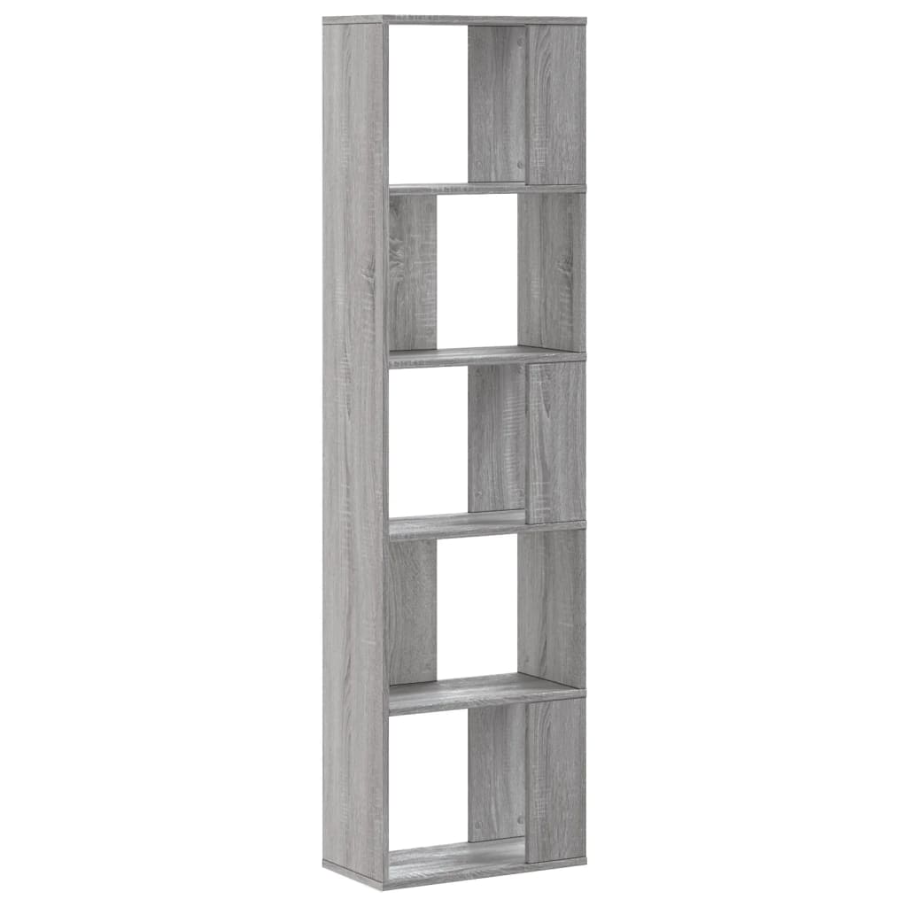 vidaXL Bücherregal 5 Böden Grau Sonoma 45x23,5x162,5 cm Holzwerkstoff