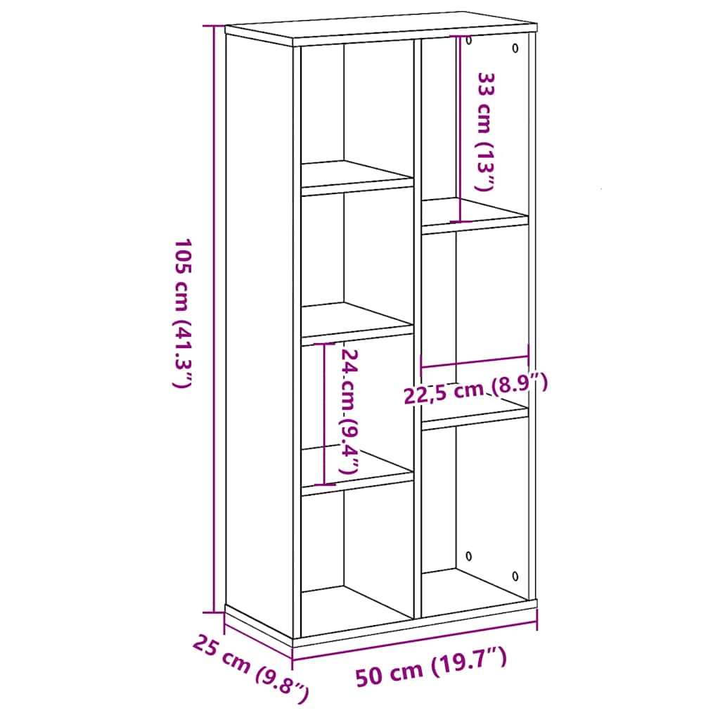 vidaXL Bücherregal Weiß 50x25x105 cm Holzwerkstoff