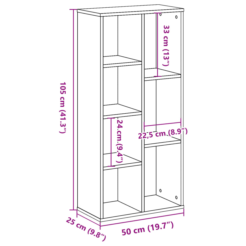 vidaXL Bücherregal Sonoma-Eiche 50x25x105 cm Holzwerkstoff