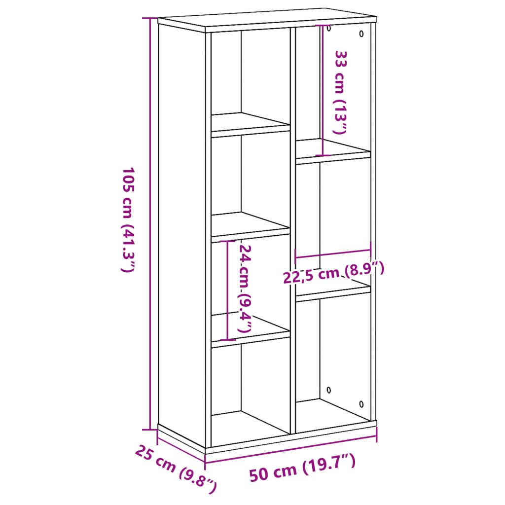 vidaXL Bibliothèque aspect bois récupéré 50x25x105 cm Bois d'ingénierie