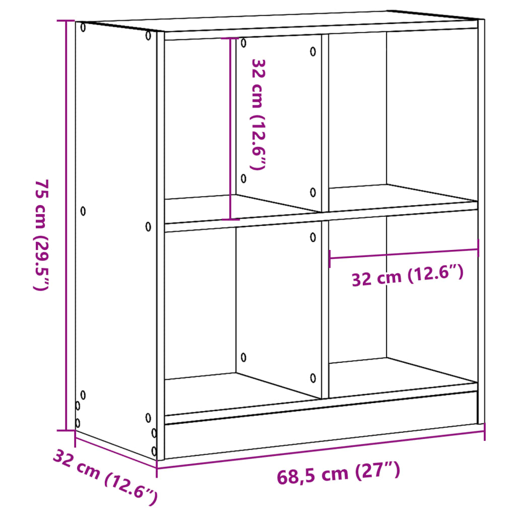 vidaXL Bücherregal Braun Eichen-Optik 68,5x32x75 cm Holzwerkstoff
