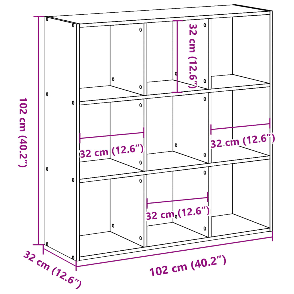 vidaXL Bücherregal Weiß 102x32x102 cm Holzwerkstoff