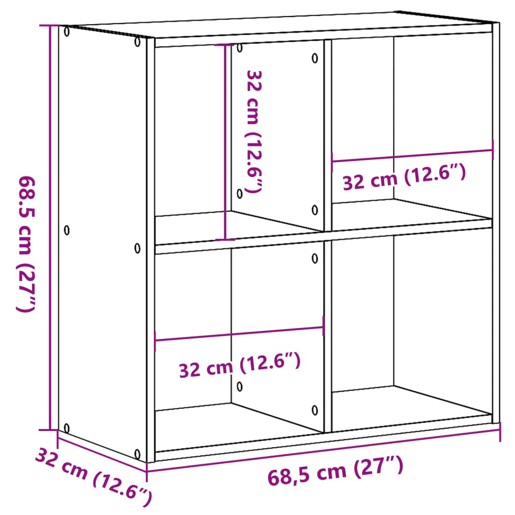 vidaXL Bücherregal Weiß 68,5x32x68,5 cm Holzwerkstoff