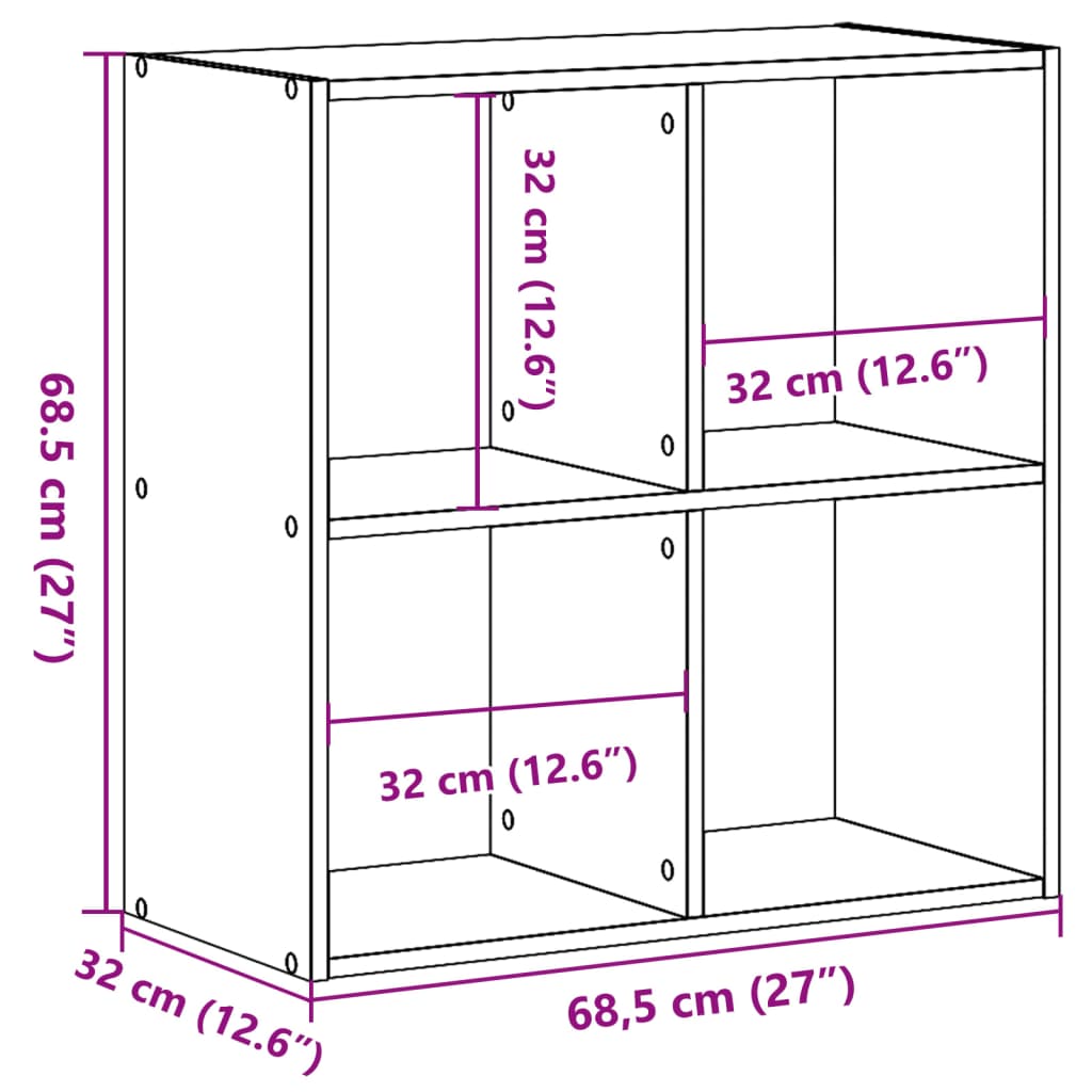 vidaXL Bücherregal Altholz-Optik 68,5x32x68,5 cm Holzwerkstoff