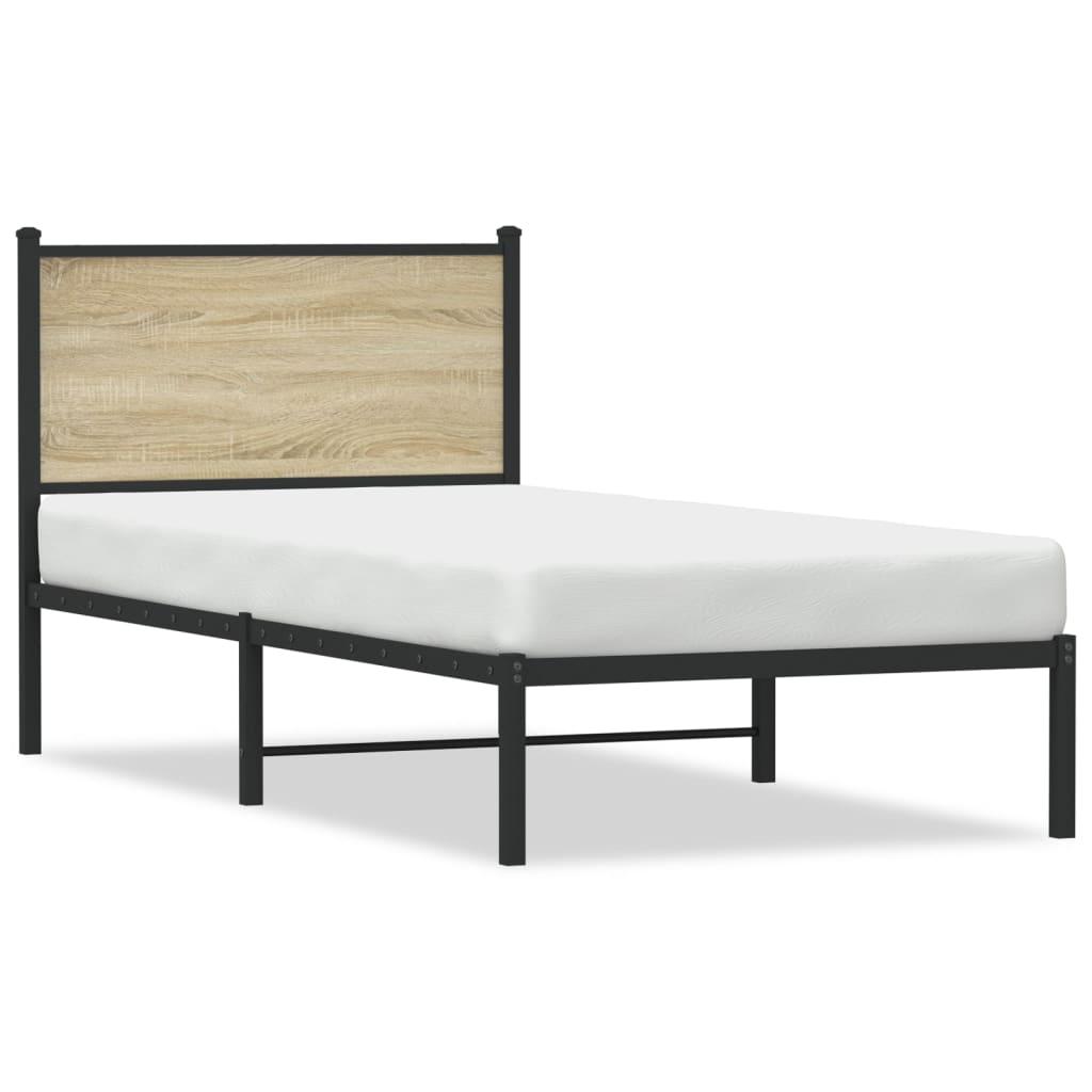 vidaXL Lit en métal sans matelas chêne sonoma 90x200 cm