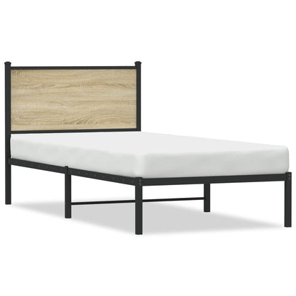 vidaXL Lit en métal sans matelas chêne sonoma 90x200 cm