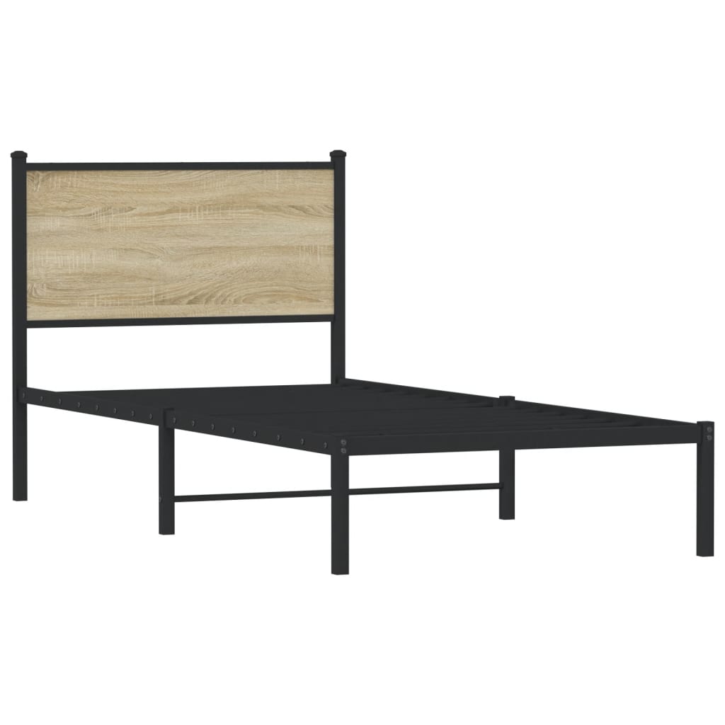 vidaXL Lit en métal sans matelas chêne sonoma 90x200 cm