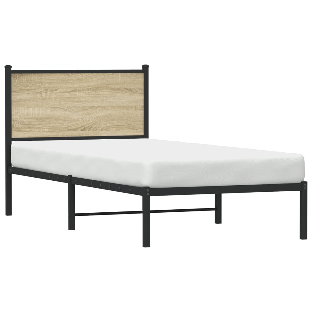 vidaXL Lit en métal sans matelas chêne sonoma 90x200 cm