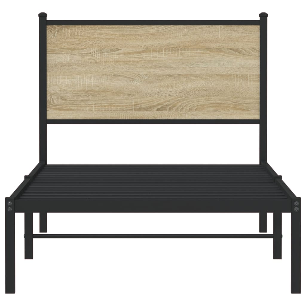 vidaXL Lit en métal sans matelas chêne sonoma 90x200 cm