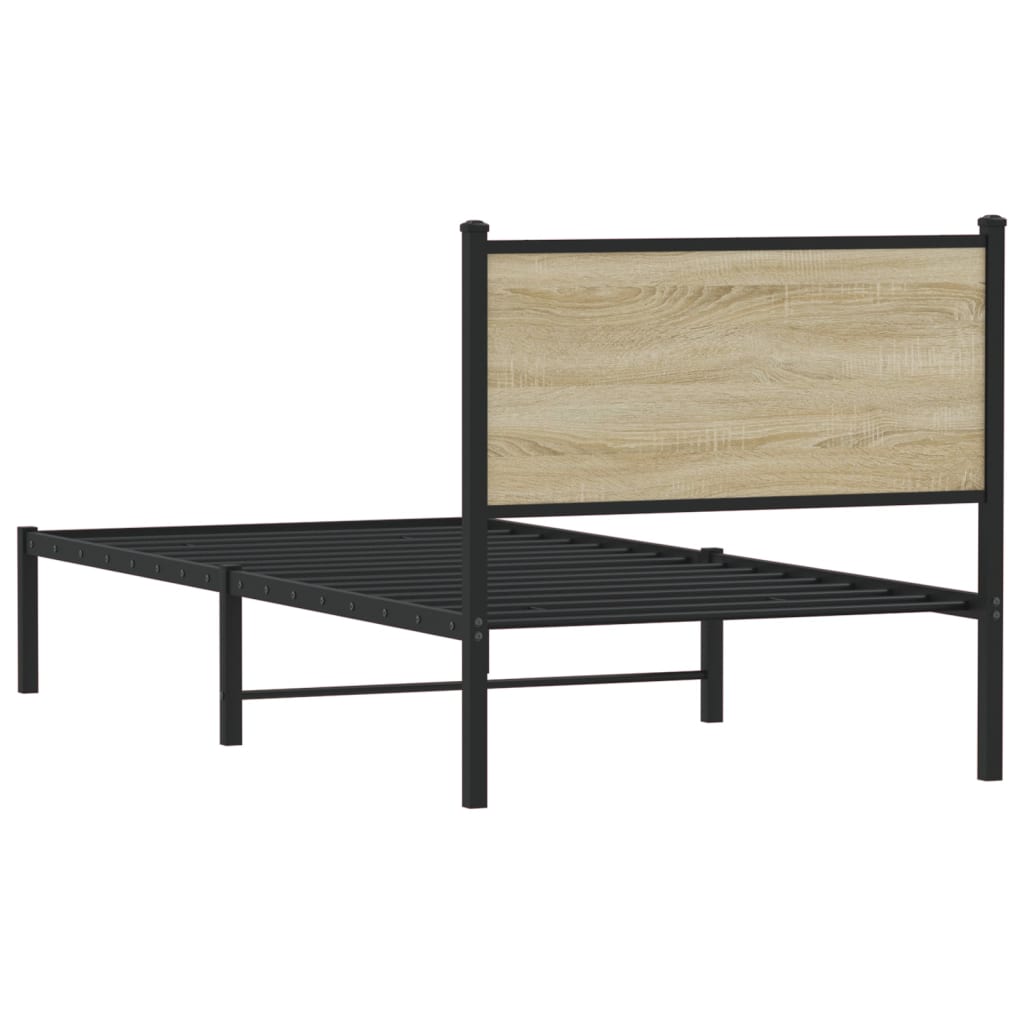 vidaXL Lit en métal sans matelas chêne sonoma 90x200 cm