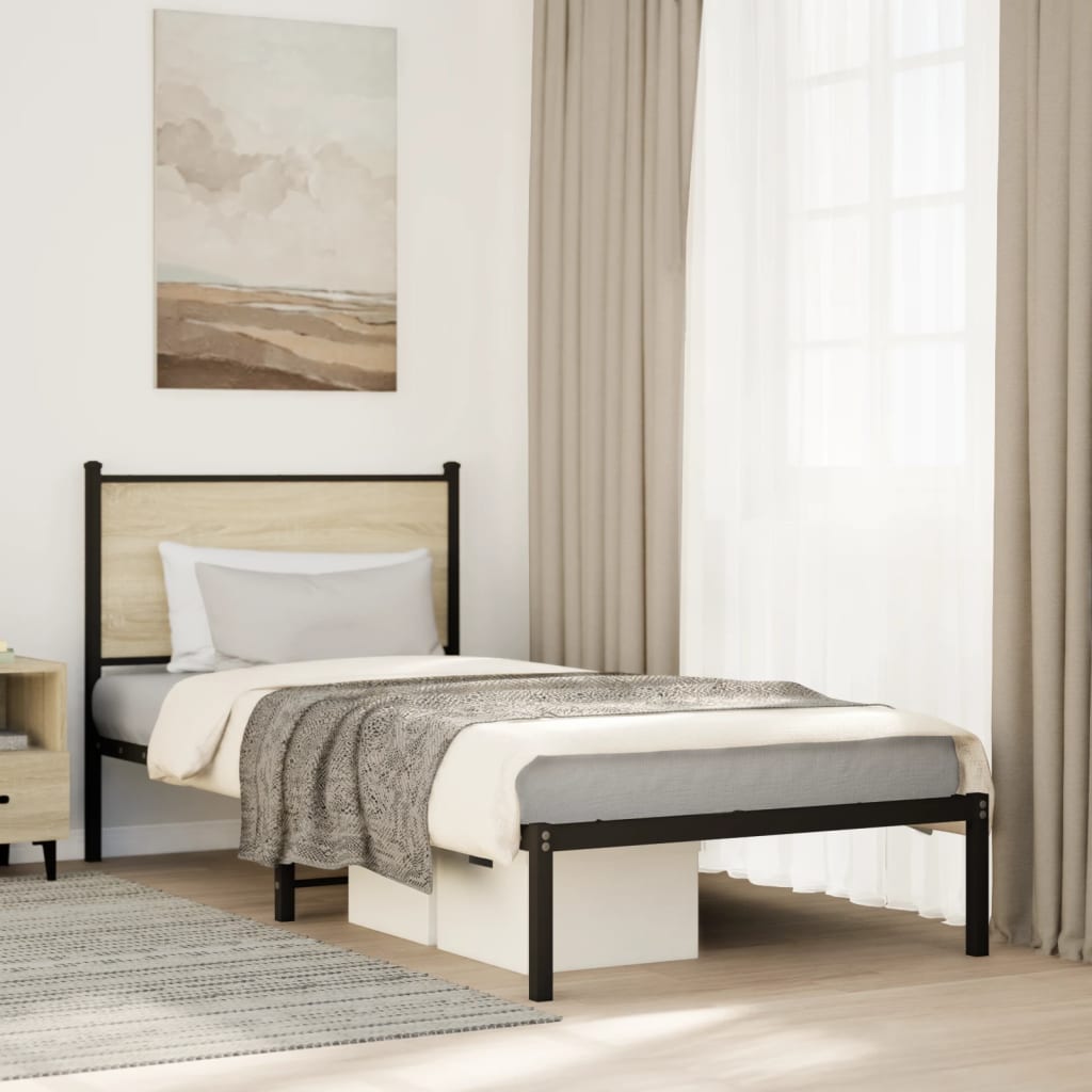vidaXL Lit en métal sans matelas chêne sonoma 90x200 cm