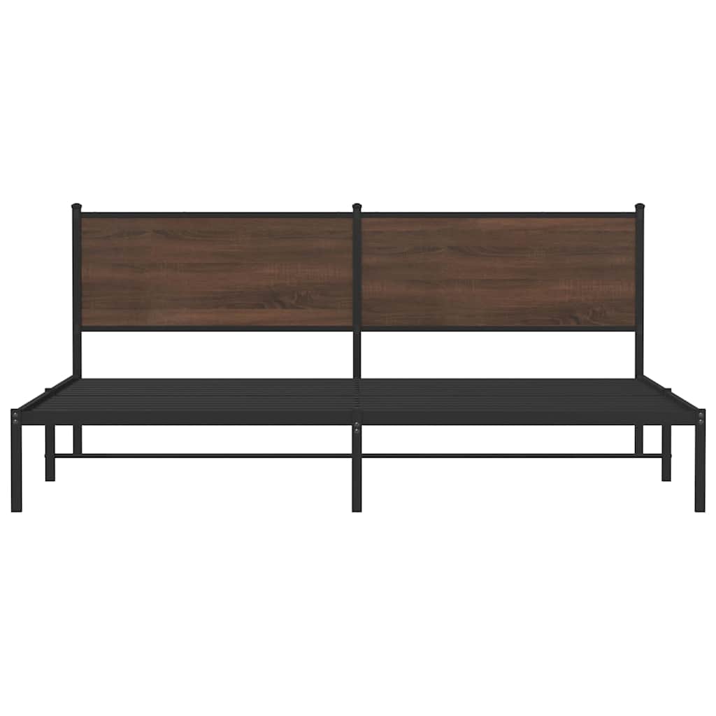 Metallbett ohne Matratze Braun Eichen-Optik 193x203 cm