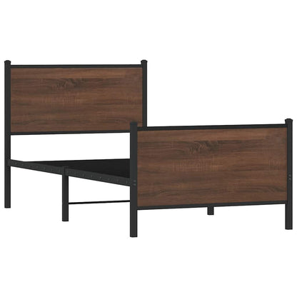 Metallbett ohne Matratze Braun Eichen-Optik 100x200 cm