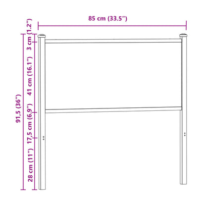 vidaXL Kopfteil Braun Eichen-Optik 80 cm Holzwerkstoff und Stahl