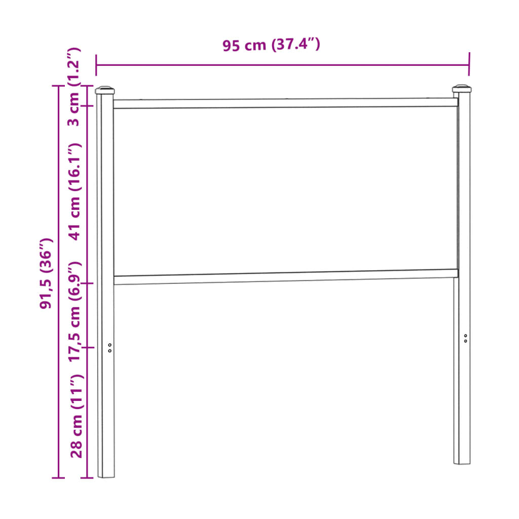 vidaXL Ersatz-Kopfteil Braun Eichen-Optik 90 cm Holzwerkstoff und Stahl