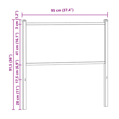 vidaXL Ersatz-Kopfteil Braun Eichen-Optik 90 cm Holzwerkstoff und Stahl