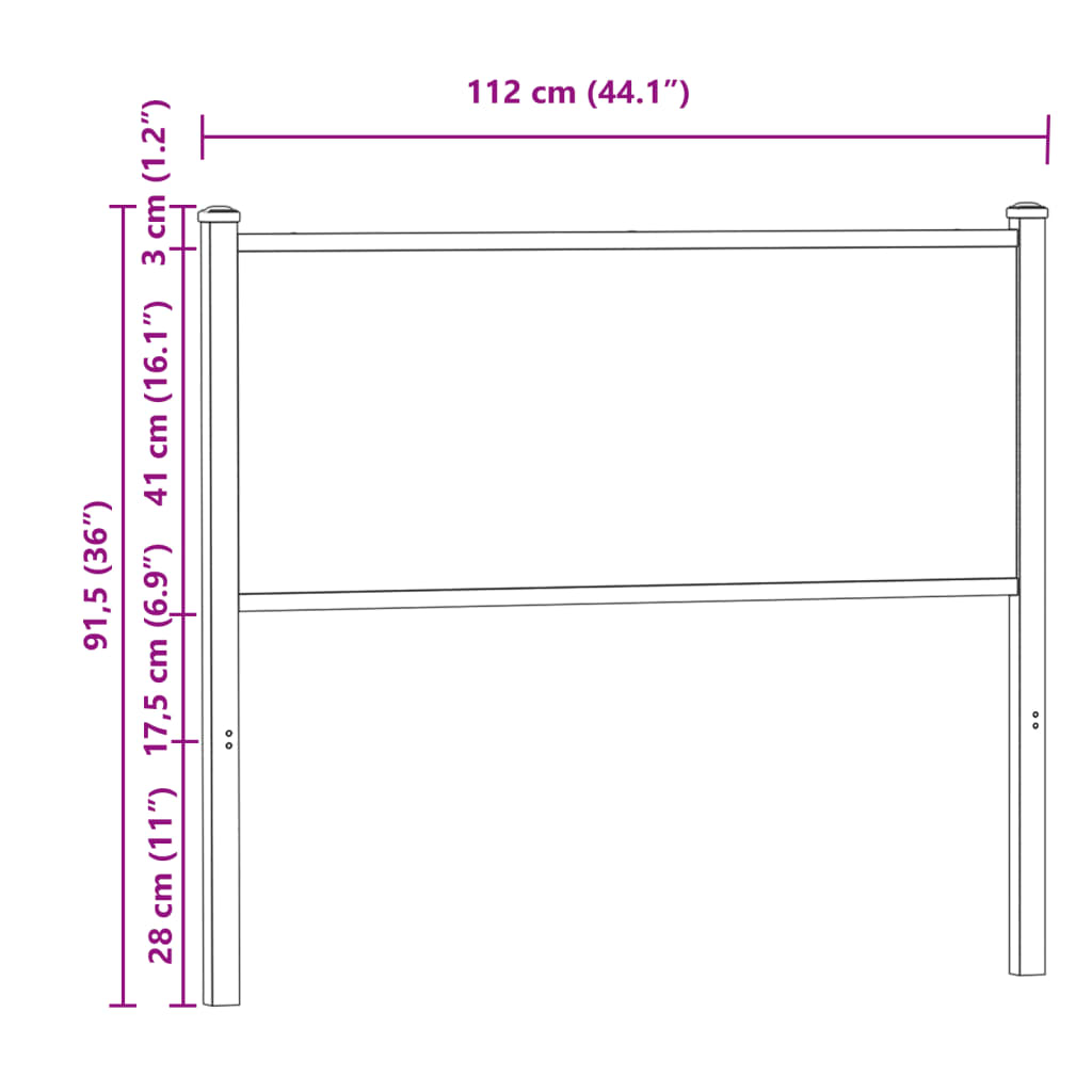 vidaXL Ersatz-Kopfteil Braun Eichen-Optik 107 cm Holzwerkstoff und Stahl