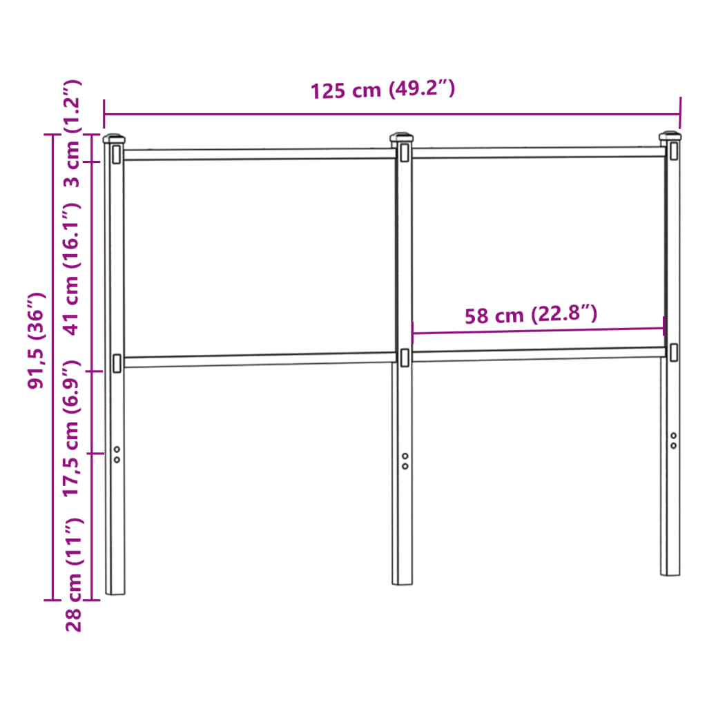 vidaXL Ersatz-Kopfteil Braun Eichen-Optik 120 cm Holzwerkstoff und Stahl