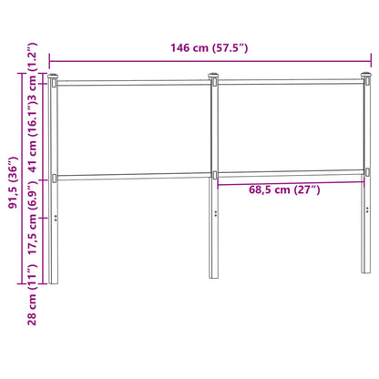 vidaXL Kopfteil Braun Eichen-Optik 140 cm Holzwerkstoff und Stahl