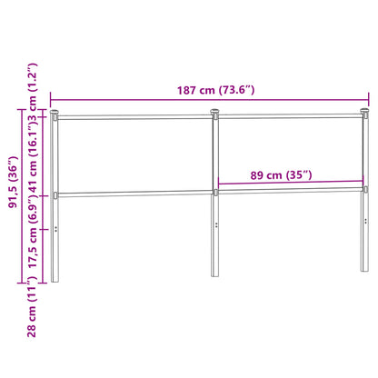 vidaXL Kopfteil Braun Eichen-Optik 180 cm Holzwerkstoff und Stahl