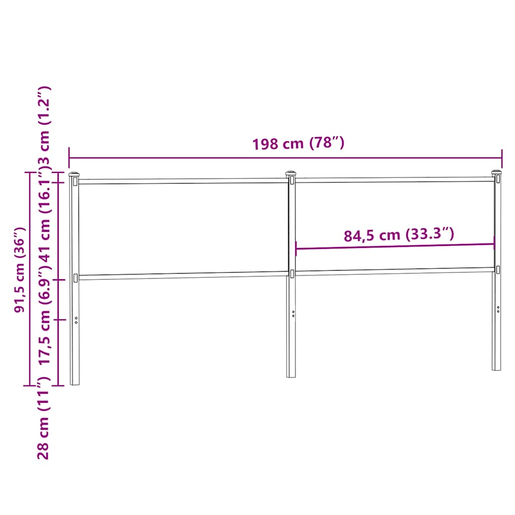 vidaXL Kopfteil Braun Eichen-Optik 190 cm Holzwerkstoff und Stahl