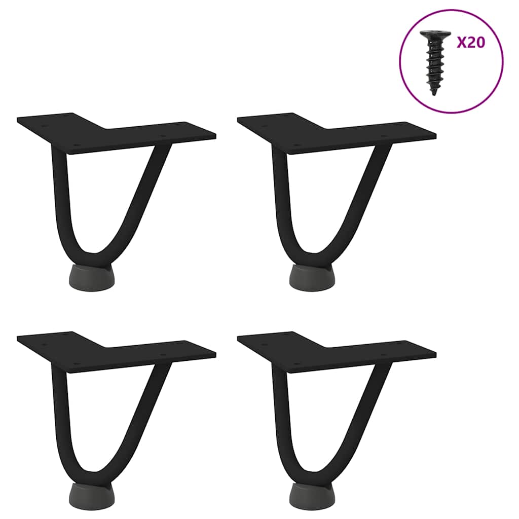 vidaXL Haarnadelbeine für Couchtisch 4 Stk. Schwarz 10 cm Massivstahl