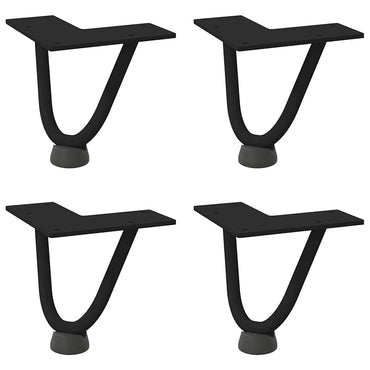 vidaXL Haarnadelbeine für Couchtisch 4 Stk. Schwarz 10 cm Massivstahl