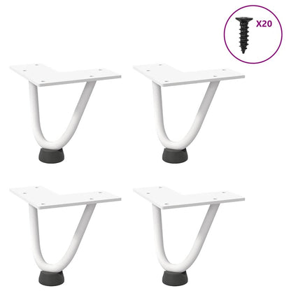 vidaXL Haarnadelbeine für Couchtisch 4 Stk. Weiß 10 cm Massivstahl