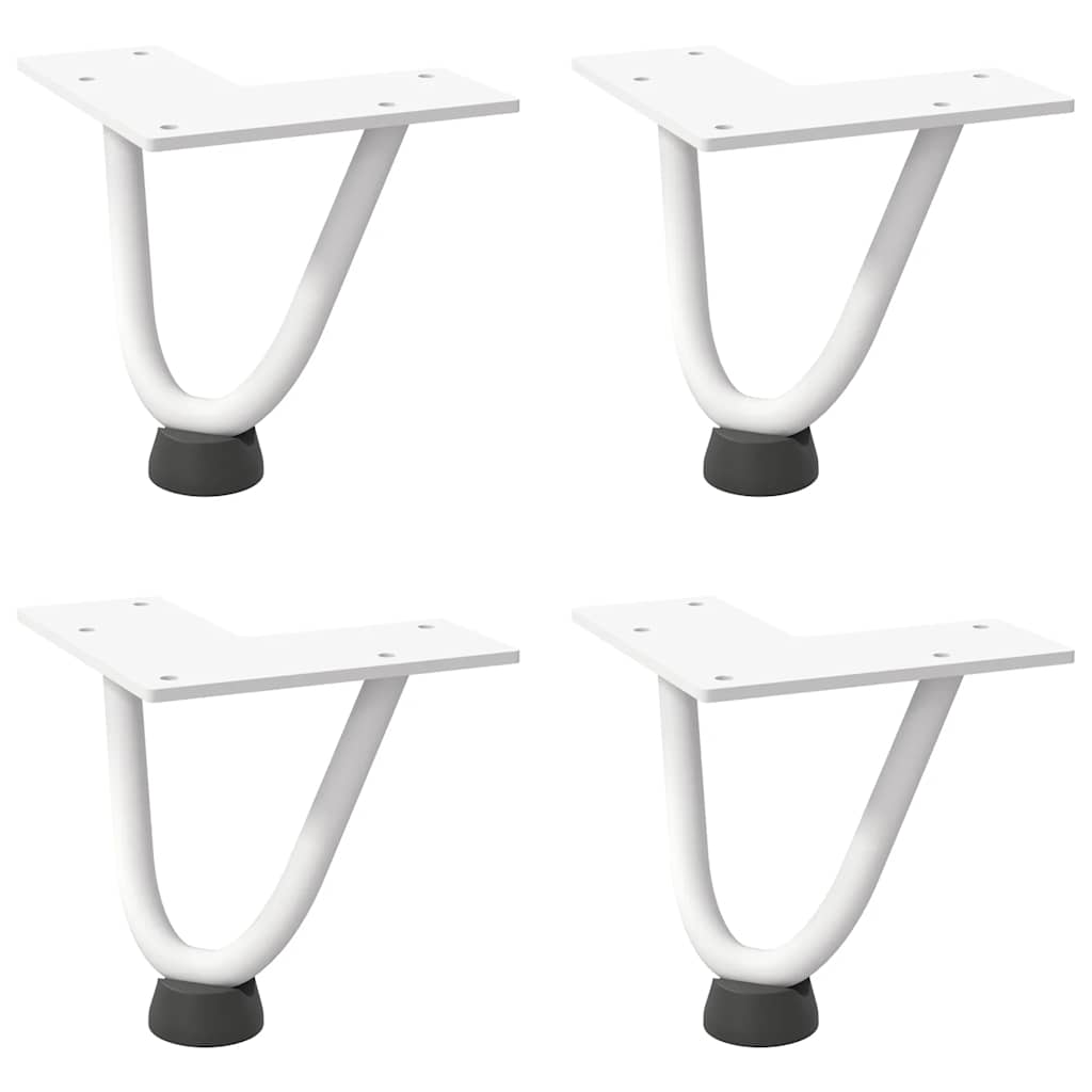 vidaXL Haarnadelbeine für Couchtisch 4 Stk. Weiß 10 cm Massivstahl