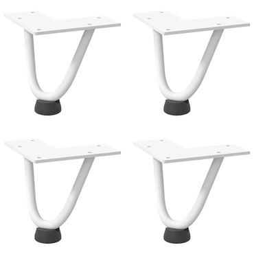 vidaXL Haarnadelbeine für Couchtisch 4 Stk. Weiß 10 cm Massivstahl