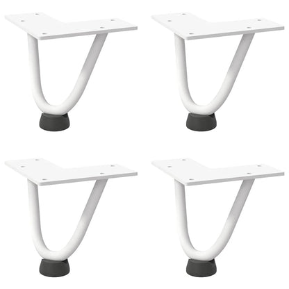 vidaXL Haarnadelbeine für Couchtisch 4 Stk. Weiß 10 cm Massivstahl