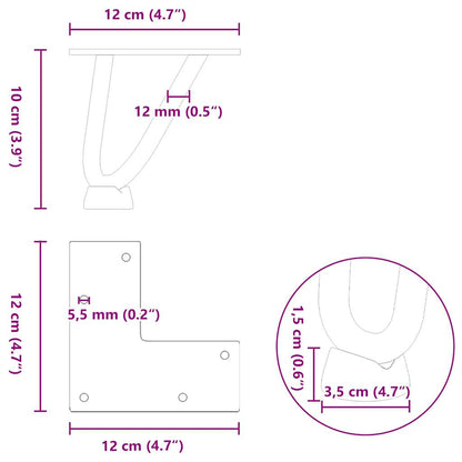 vidaXL Haarnadelbeine für Couchtisch 4 Stk. Weiß 10 cm Massivstahl