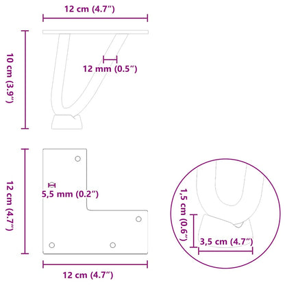 vidaXL Haarnadelbeine für Couchtisch 4 Stk. Naturstahl 10 cm Massivstahl