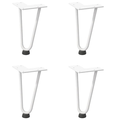 vidaXL Haarnadelbeine für Couchtisch 4 Stk. Weiß 20 cm Massivstahl