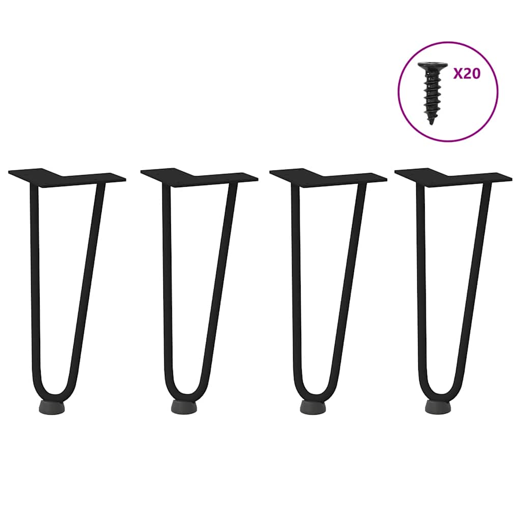 vidaXL Haarnadelbeine für Couchtisch 4 Stk. Schwarz 30 cm Massivstahl
