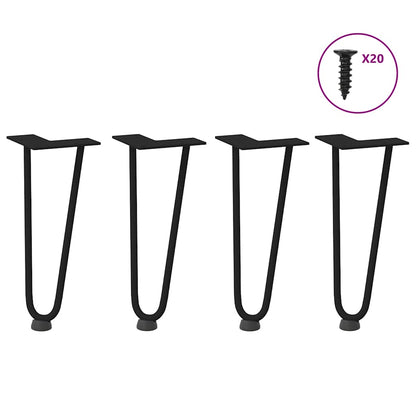 vidaXL Haarnadelbeine für Couchtisch 4 Stk. Schwarz 30 cm Massivstahl