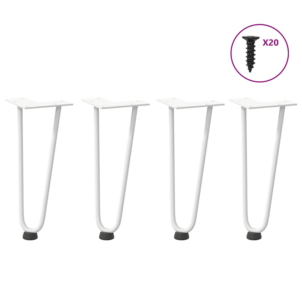 vidaXL Haarnadelbeine für Couchtisch 4 Stk. Weiß 30 cm Massivstahl
