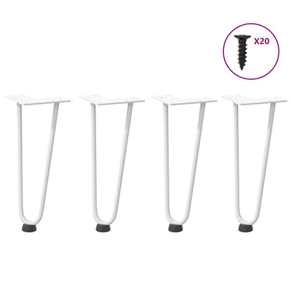 vidaXL Haarnadelbeine für Couchtisch 4 Stk. Weiß 30 cm Massivstahl
