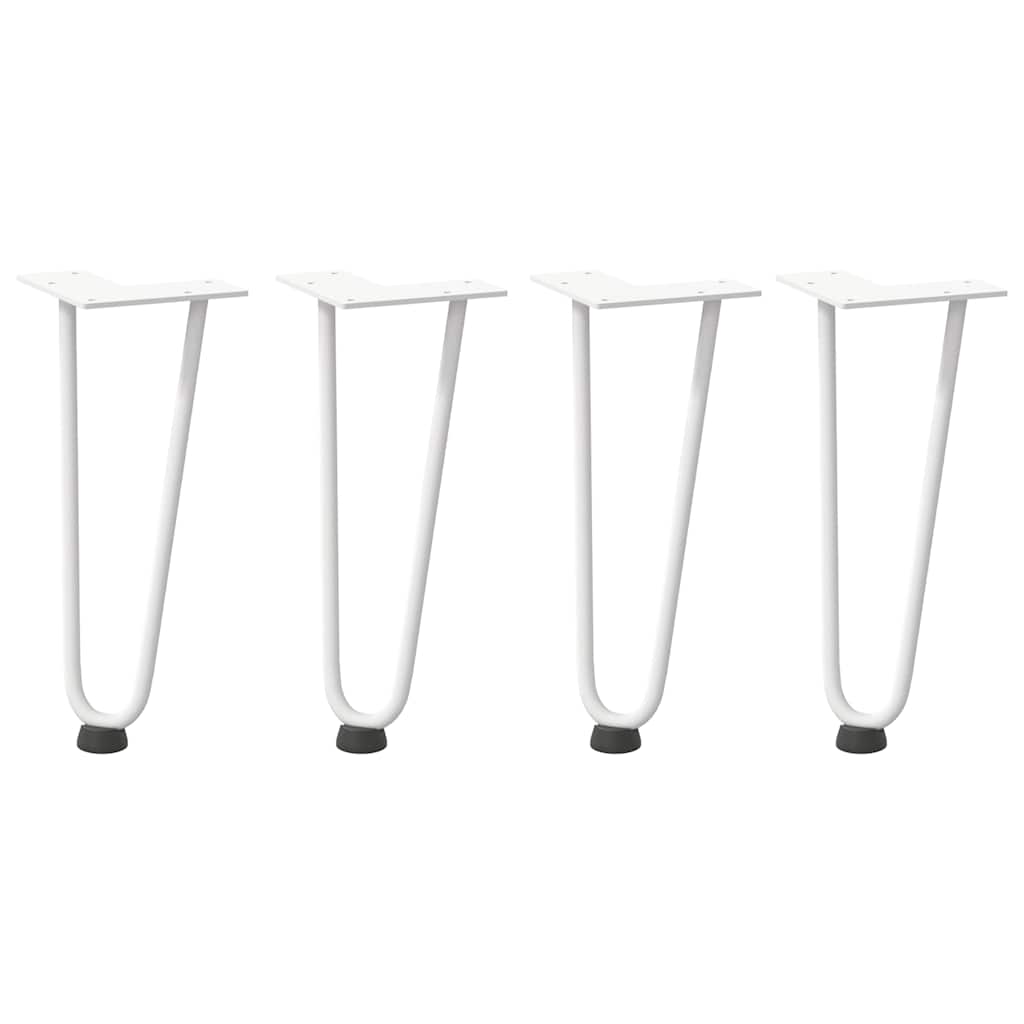 vidaXL Haarnadelbeine für Couchtisch 4 Stk. Weiß 30 cm Massivstahl