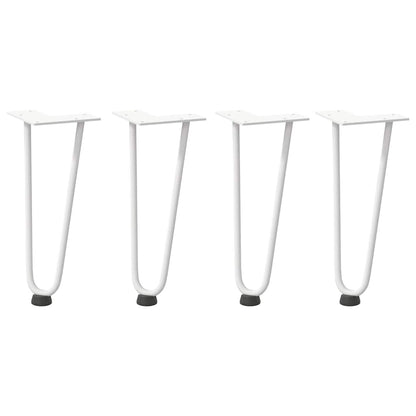 vidaXL Haarnadelbeine für Couchtisch 4 Stk. Weiß 30 cm Massivstahl