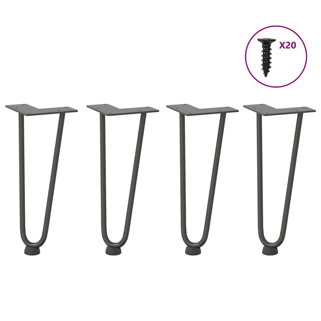 vidaXL Haarnadelbeine für Couchtisch 4 Stk. Anthrazit 30 cm Massivstahl
