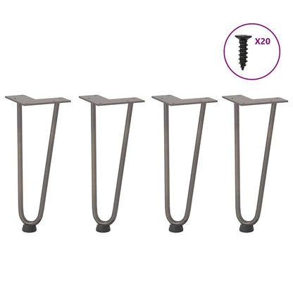 vidaXL Haarnadelbeine für Couchtisch 4 Stk. Naturstahl 30 cm Massivstahl