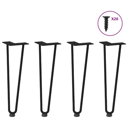 vidaXL Haarnadelbeine für Couchtisch 4 Stk. Schwarz 42 cm Massivstahl