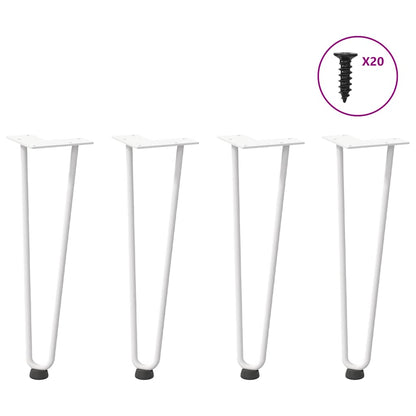 vidaXL Haarnadelbeine für Couchtisch 4 Stk. Weiß 42 cm Massivstahl