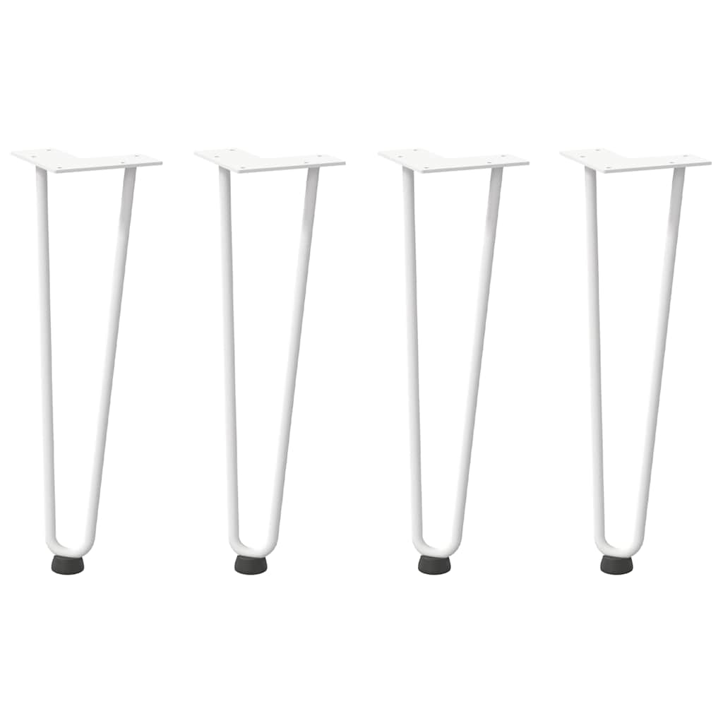 vidaXL Haarnadelbeine für Couchtisch 4 Stk. Weiß 42 cm Massivstahl