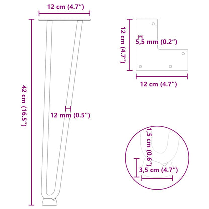 vidaXL Haarnadelbeine für Couchtisch 4 Stk. Weiß 42 cm Massivstahl