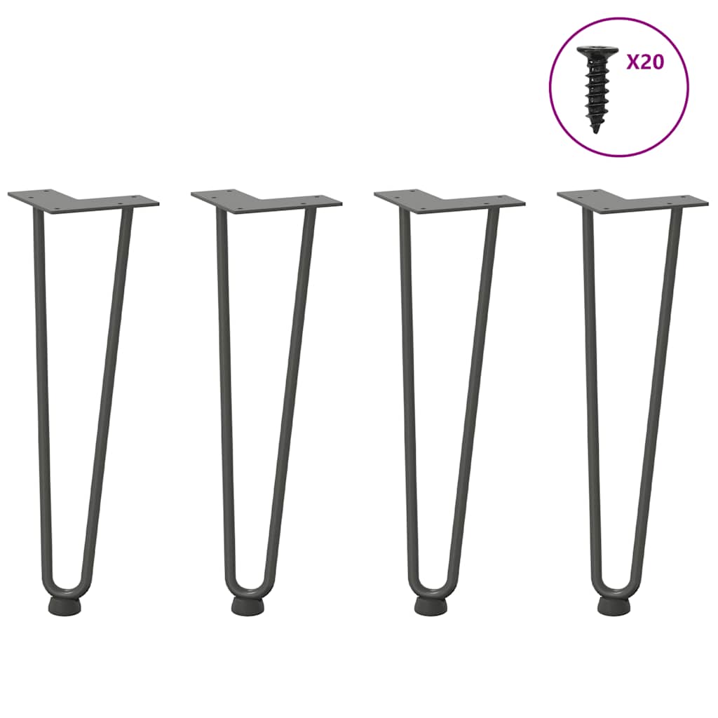 vidaXL Haarnadelbeine für Couchtisch 4 Stk. Anthrazit 42 cm Massivstahl