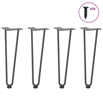 vidaXL Haarnadelbeine für Couchtisch 4 Stk. Anthrazit 42 cm Massivstahl